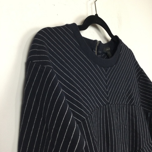 J. Crew Pieced Pinstripe Pullover Sweatshirt Blue - Picture 4 of 6